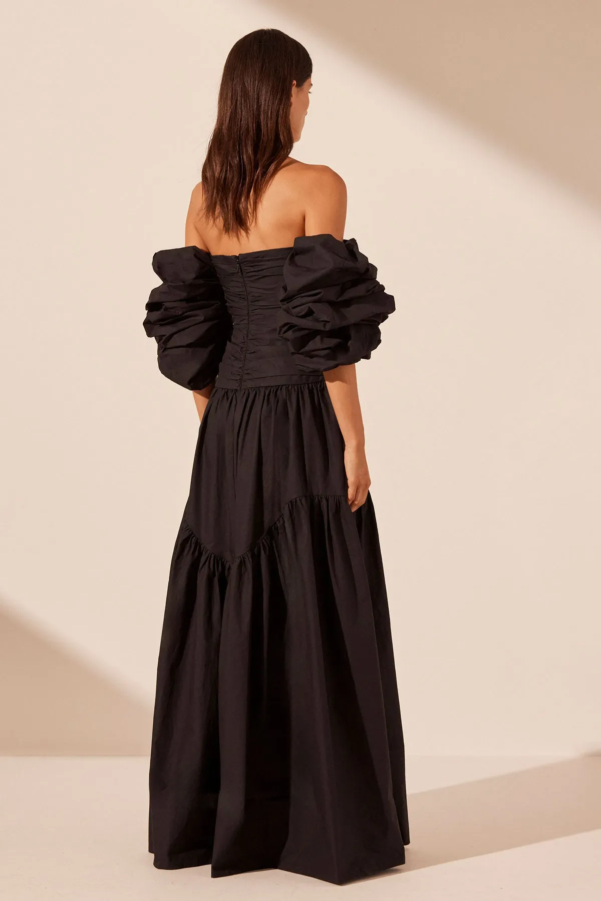 MAIORI CONTOUR RUCHED MAXI DRESS - BLACK