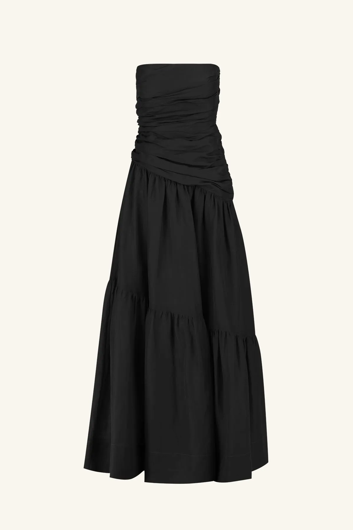 MAIORI STRAPLESS TIERED MAXI DRESS - BLACK