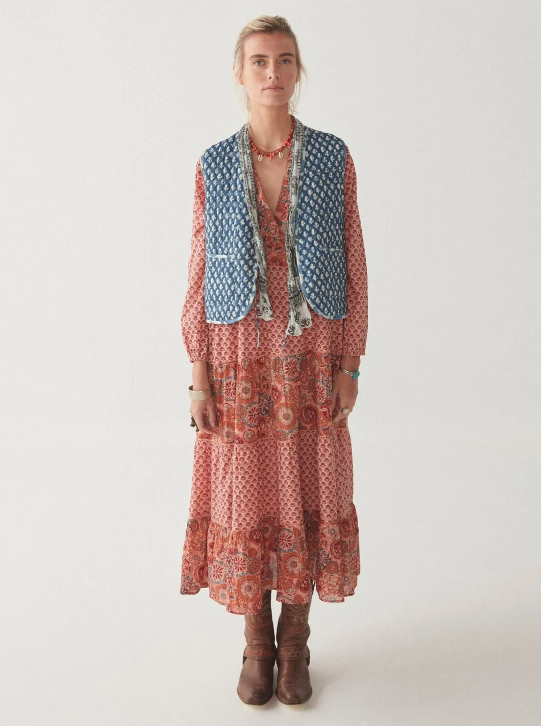 Maison Hotel Rust Flamingo Hand Printed Lala Dress - ByAdushka