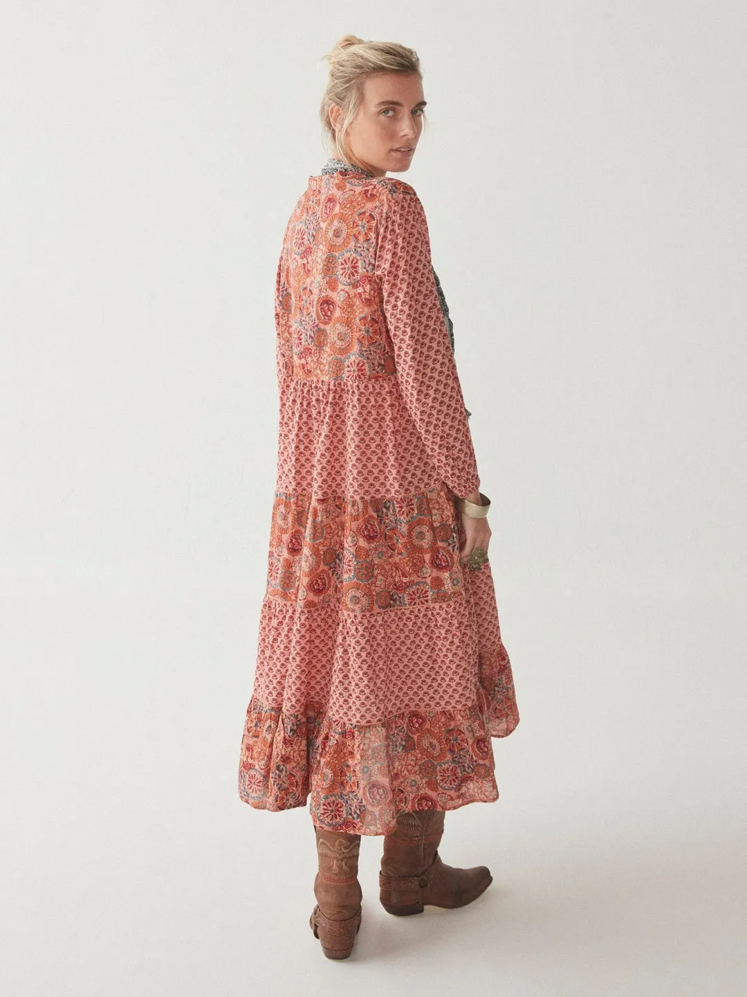 Maison Hotel Rust Flamingo Hand Printed Lala Dress - ByAdushka