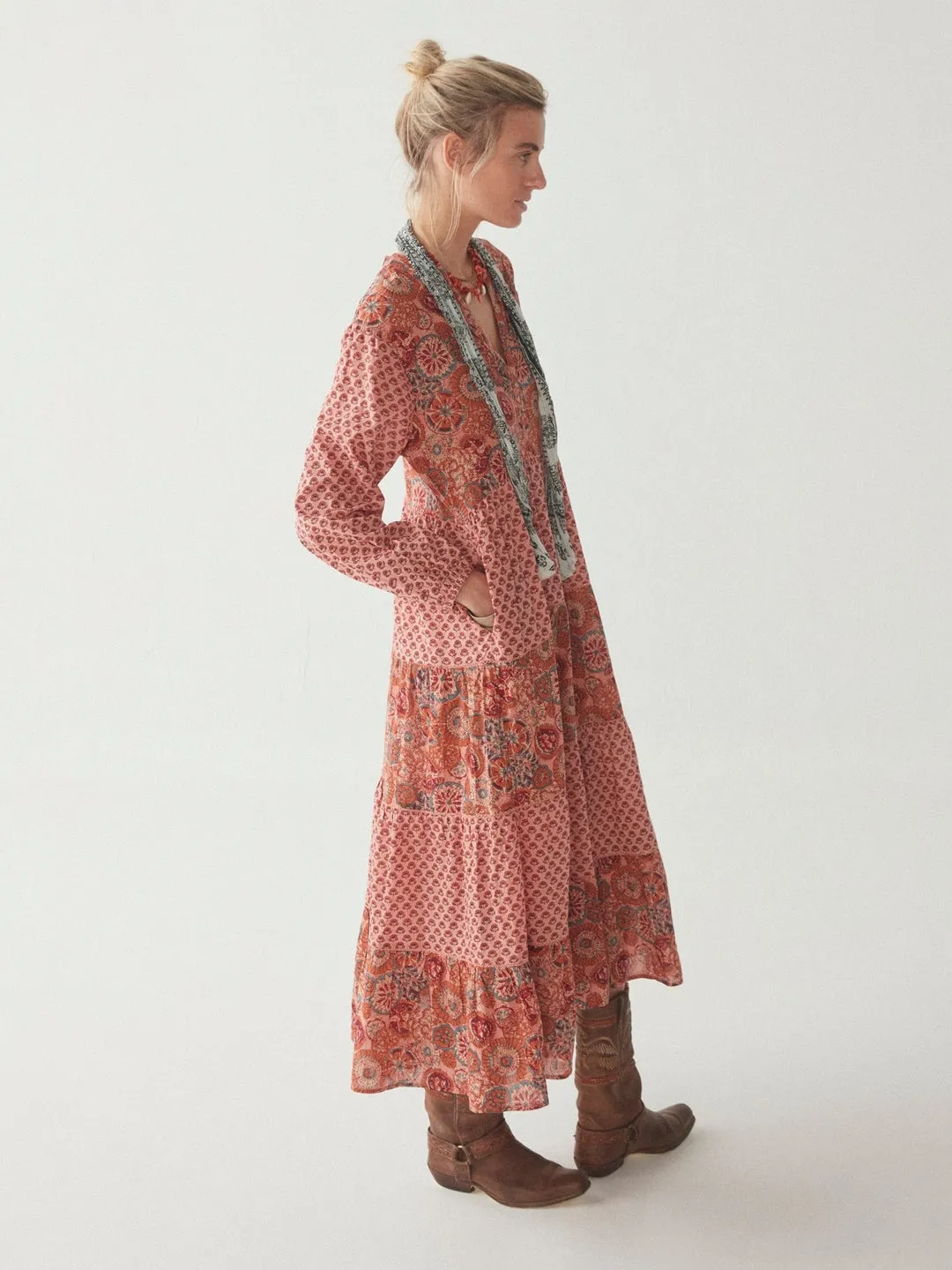 Maison Hotel Rust Flamingo Hand Printed Lala Dress - ByAdushka