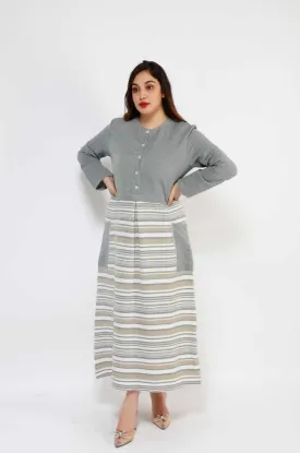 MAKKA 1 POCKET AND STRIPE LONG DRESS 3043MK