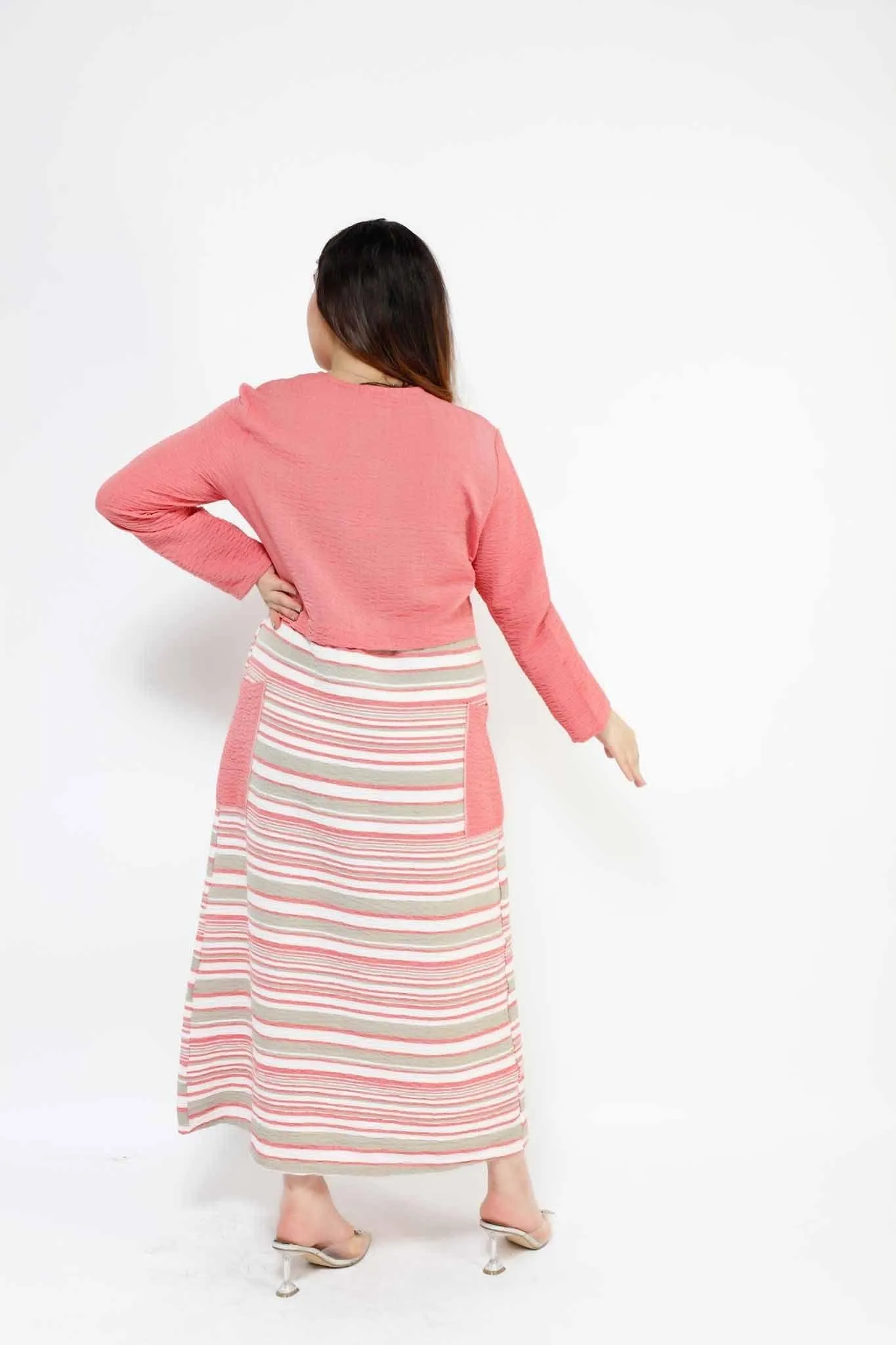 MAKKA 3 POCKET AND STRIPE LONG DRESS 3043MK