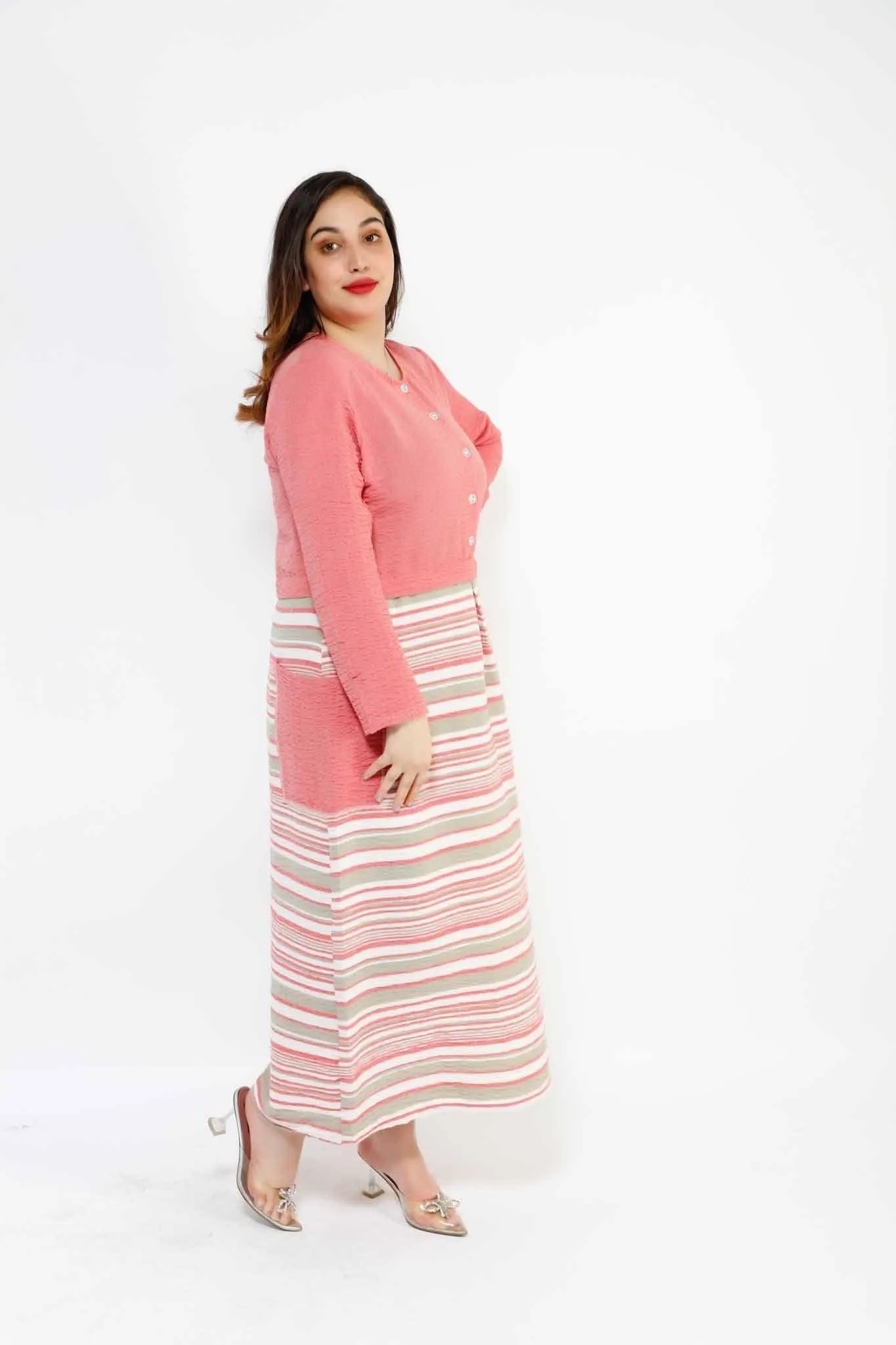 MAKKA 3 POCKET AND STRIPE LONG DRESS 3043MK