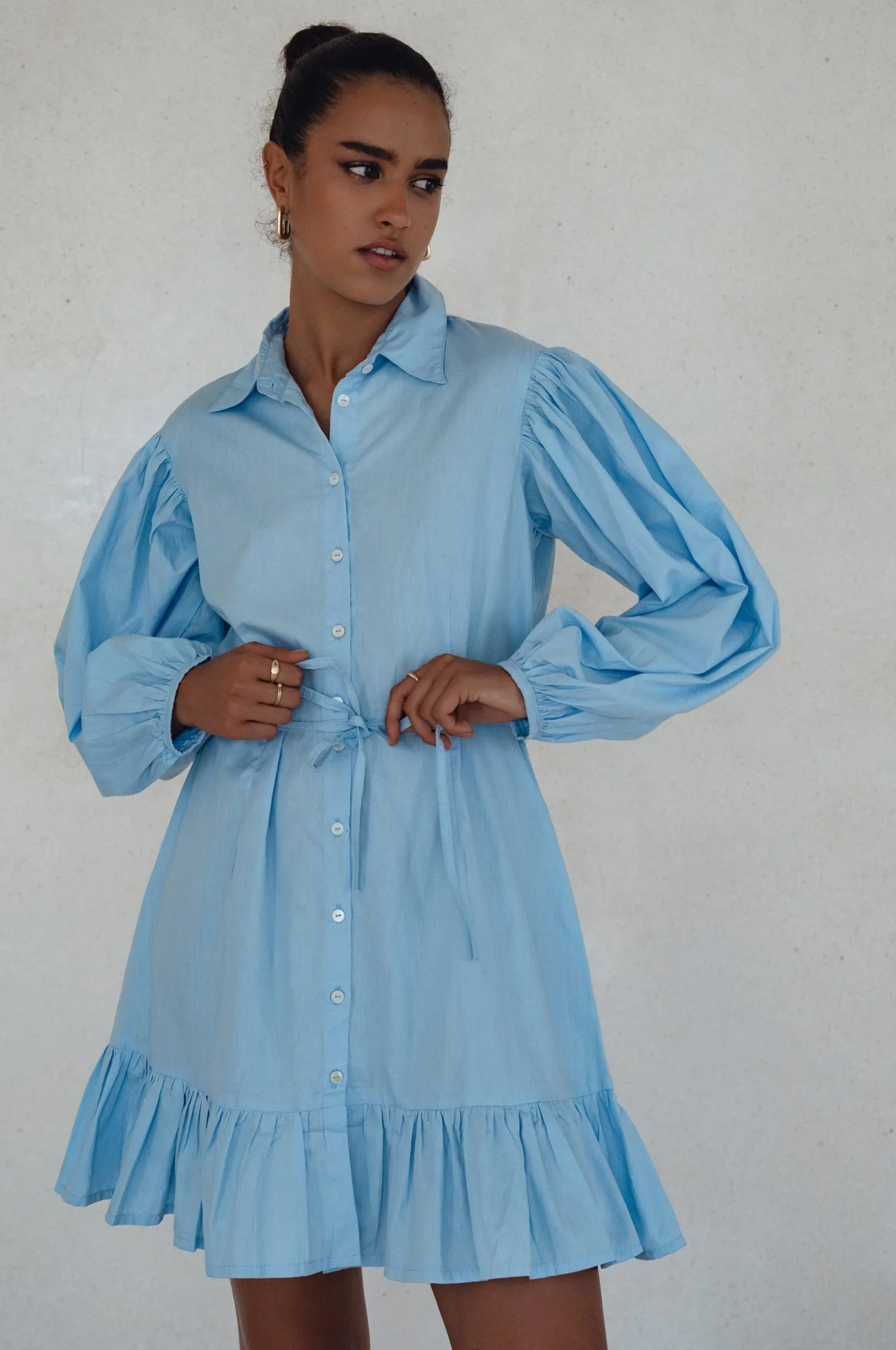 Malina Button Down Cotton Mini Dress