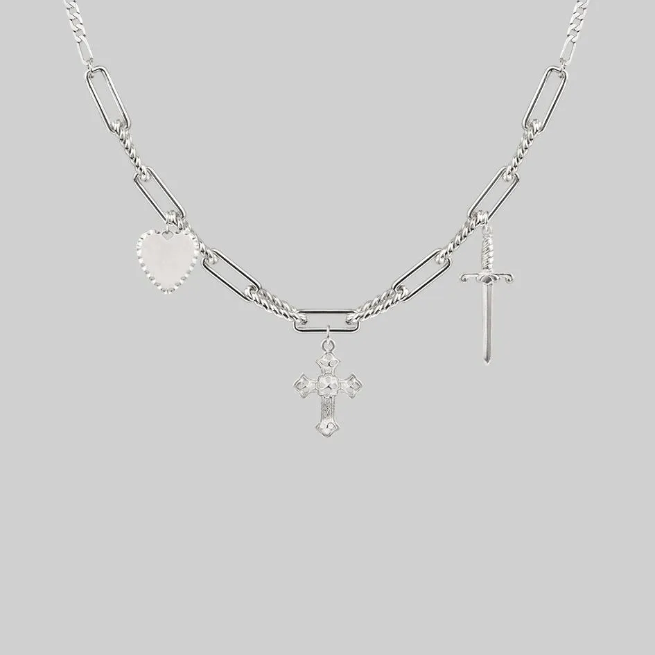 MANIFEST. Multi Charm Chain Necklace - Silver