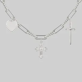 MANIFEST. Multi Charm Chain Necklace - Silver