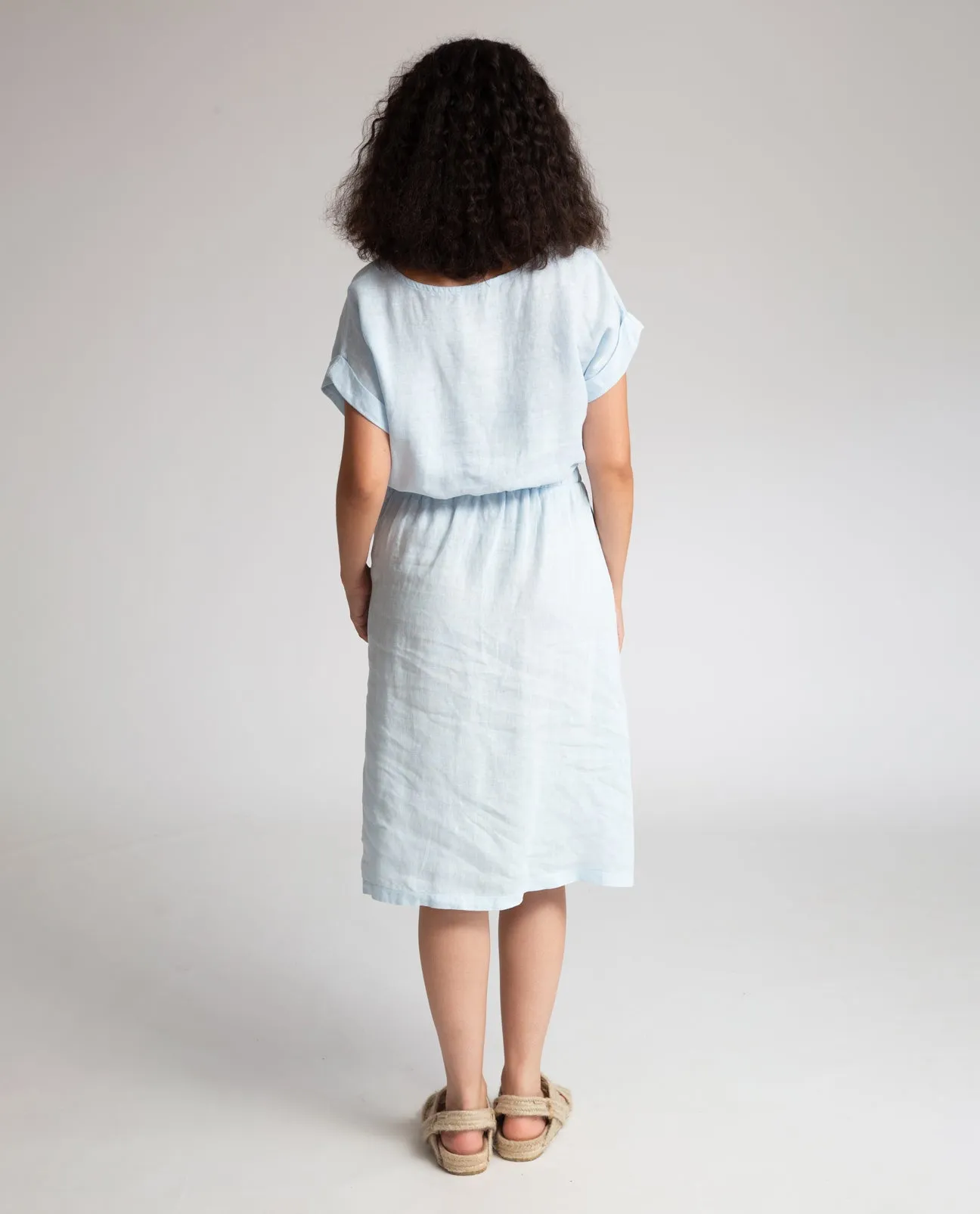 Marissa-May Linen Dress in Pale Blue