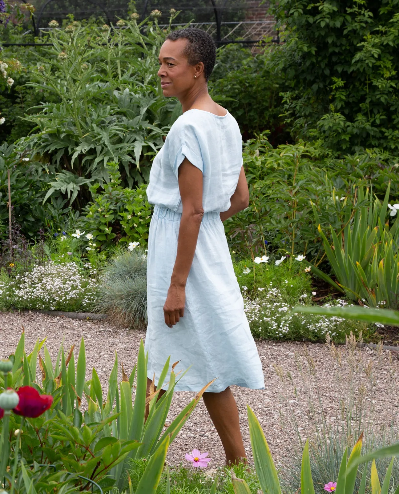 Marissa-May Linen Dress in Pale Blue