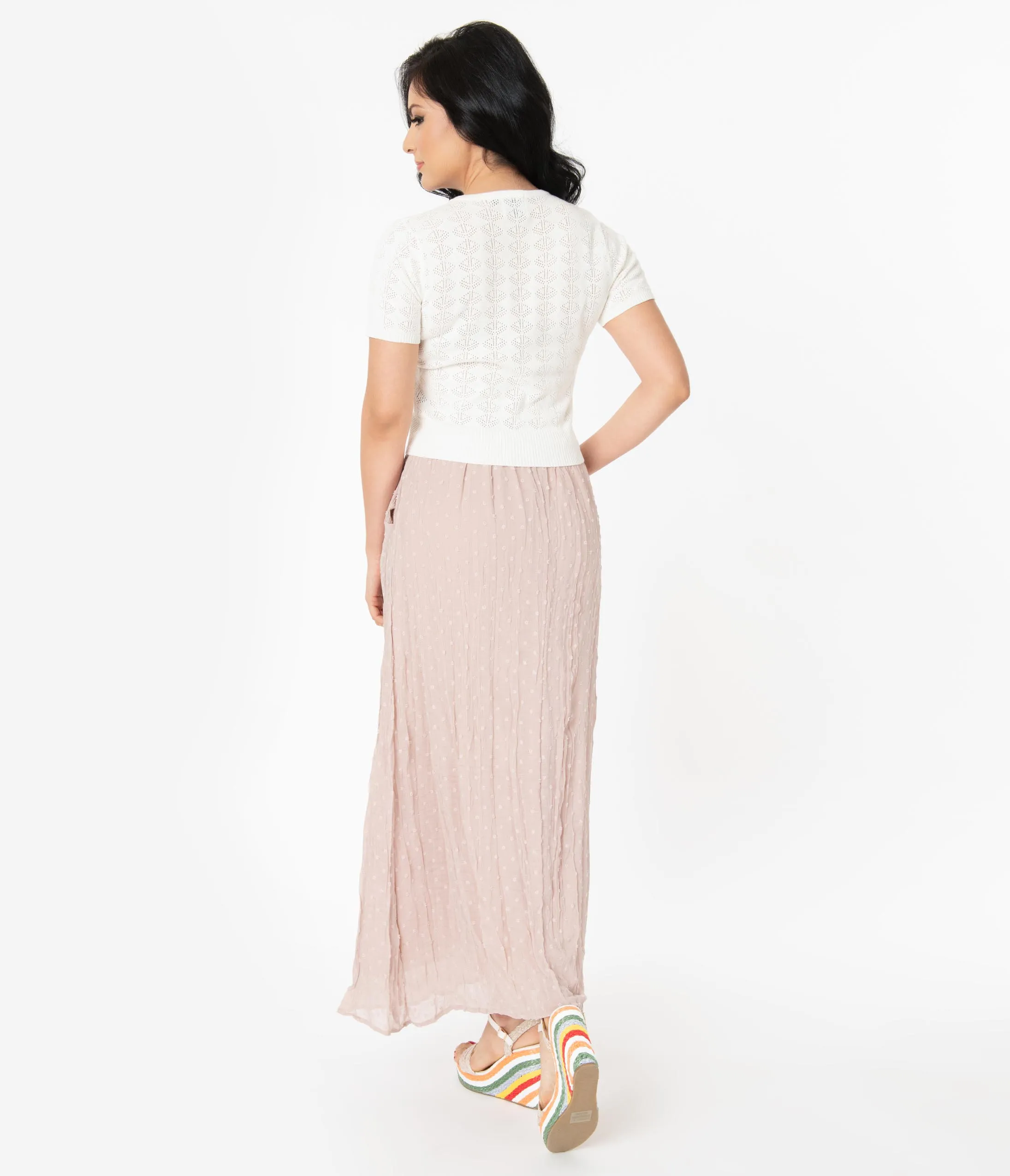 Mauve Swiss Dot Maxi Skirt