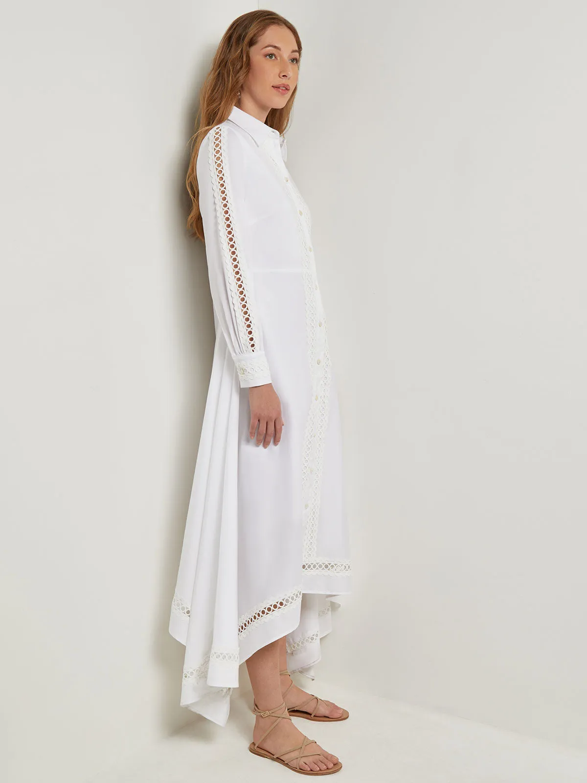 Maxi Dress - Eyelet Trim Cotton, White