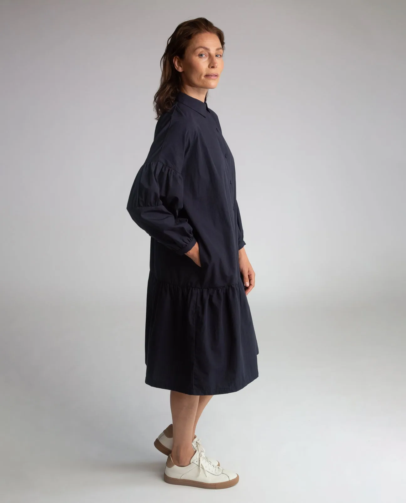 Meg Organic Cotton Dress In Navy