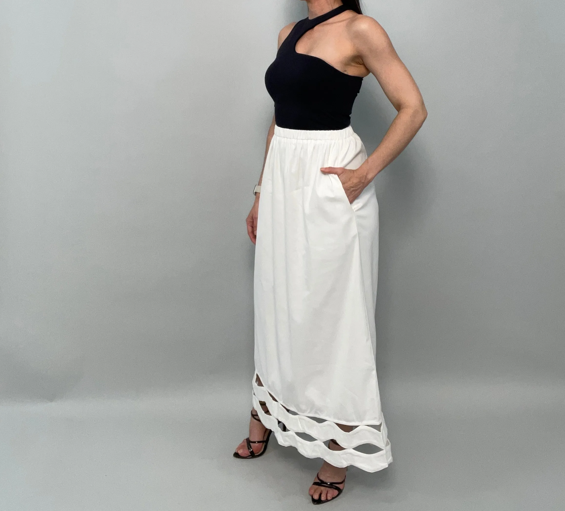 Melina White Maxi Skirt