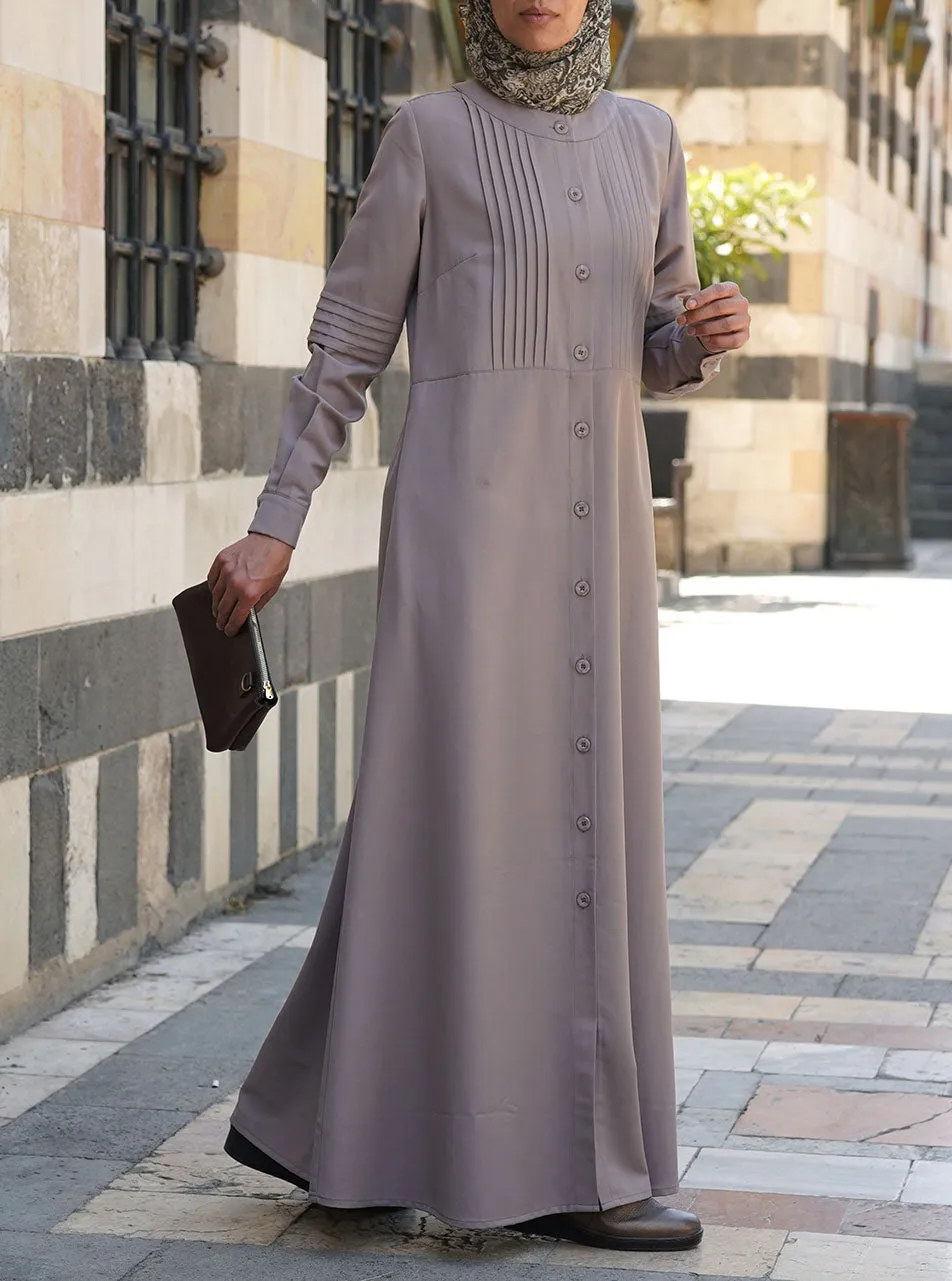 Midweight Pleated Shirtdress