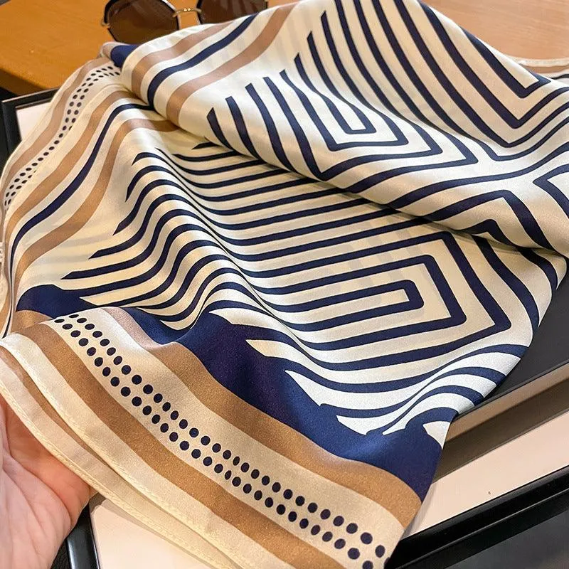 Minimalist striped mulberry silk scarf/65CM 100% mulberry silk scarf/Silk shawl/Gift for her