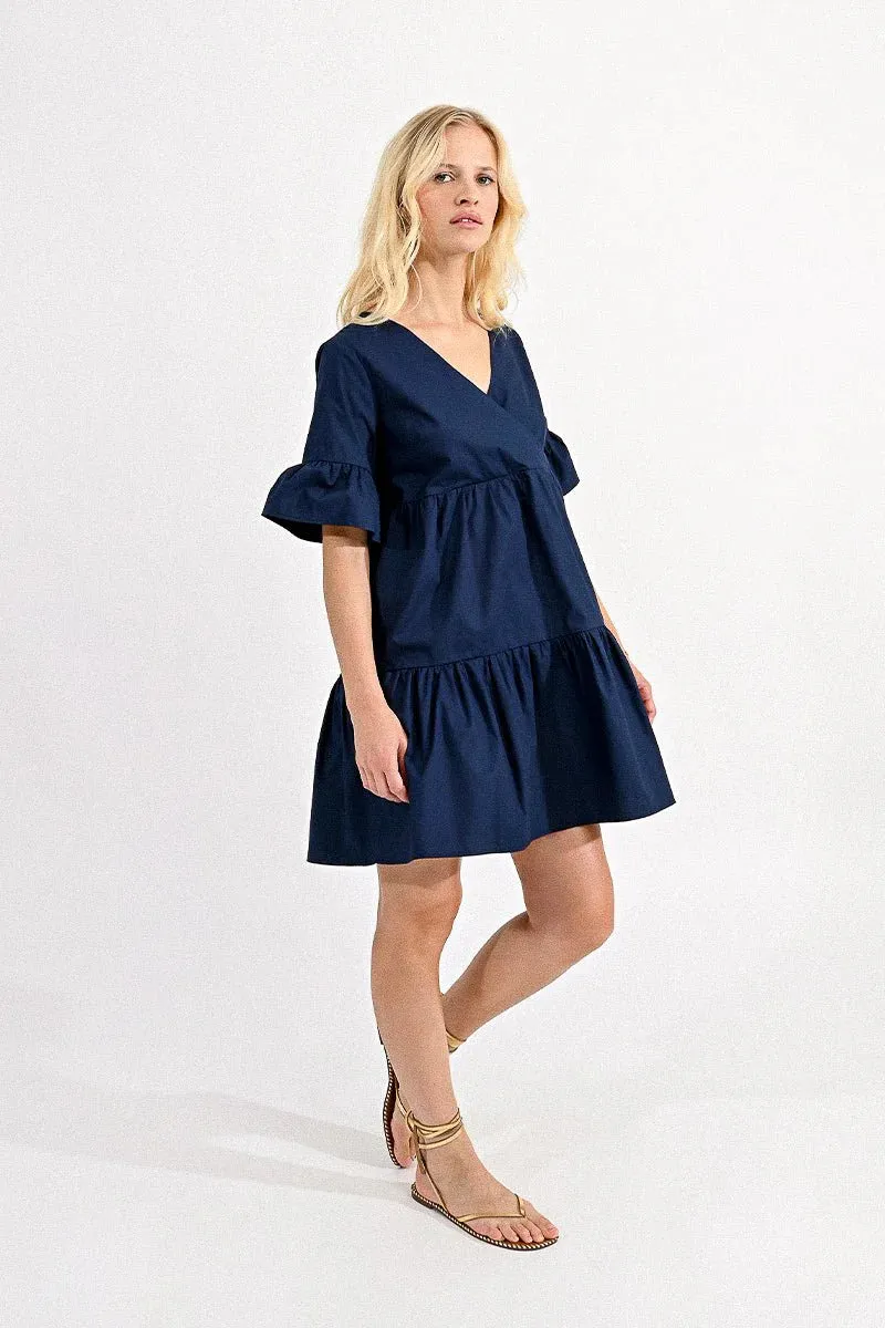 Molly Bracken Tiered V-Neck Dress in Blue