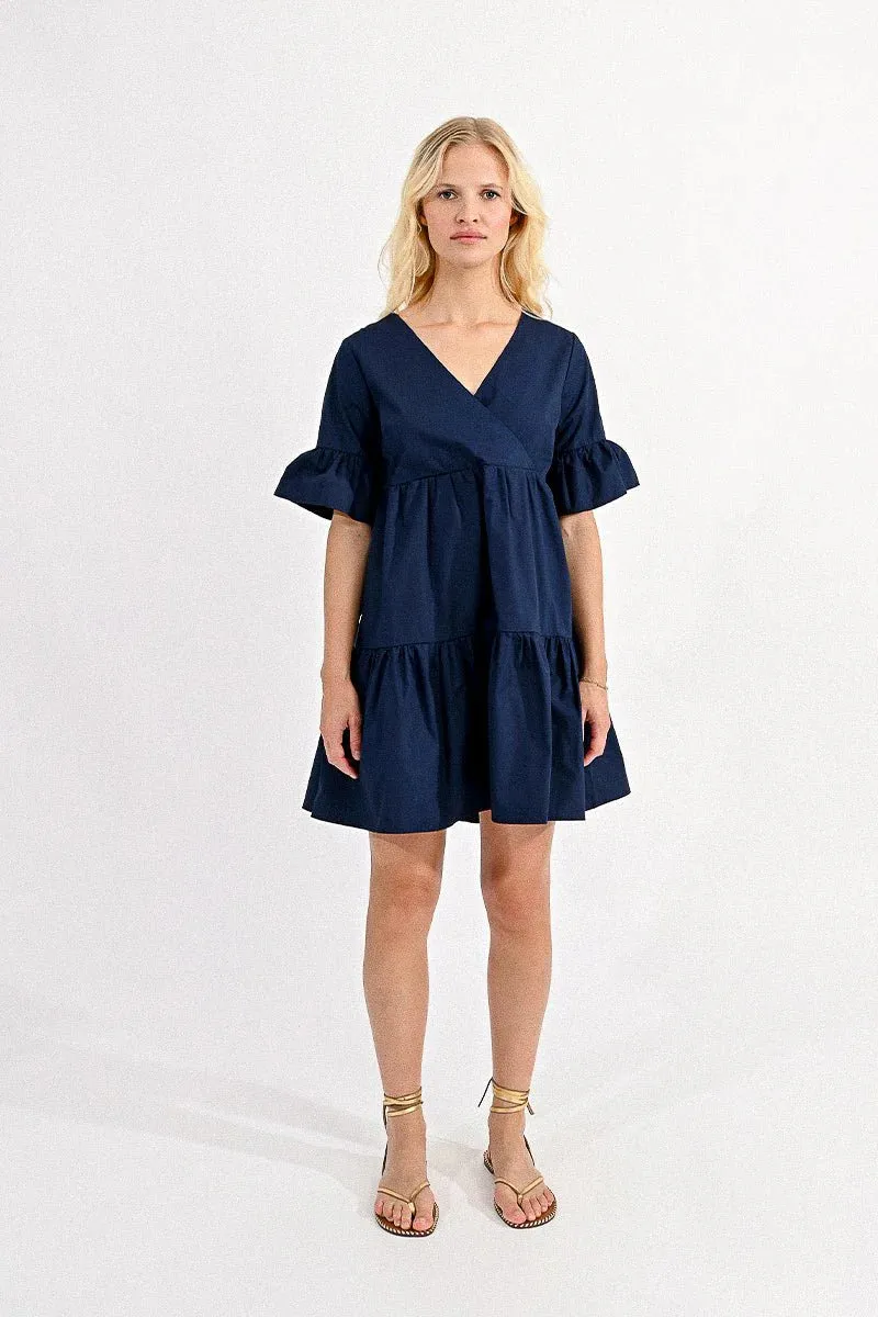 Molly Bracken Tiered V-Neck Dress in Blue