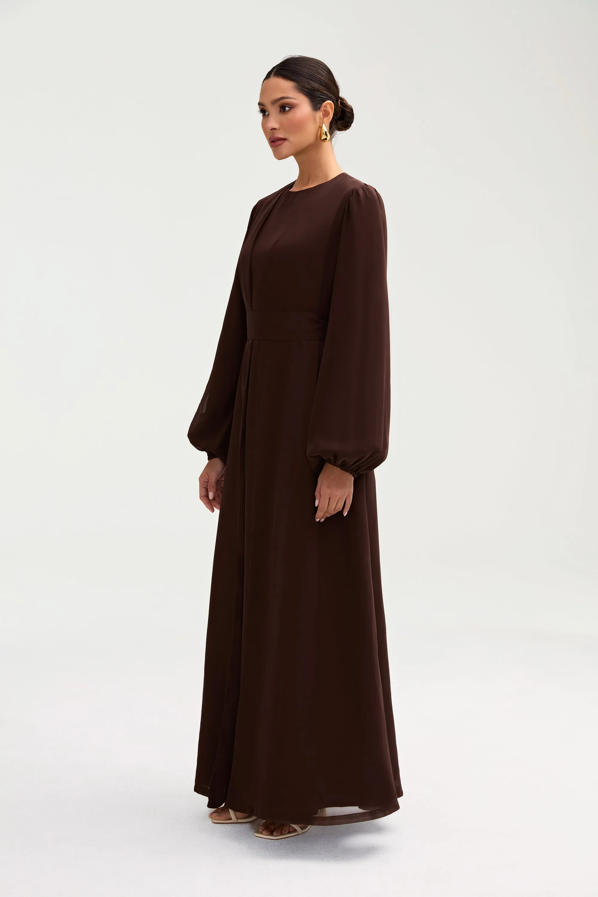 Najma Chiffon Abaya - Cocoa Brown