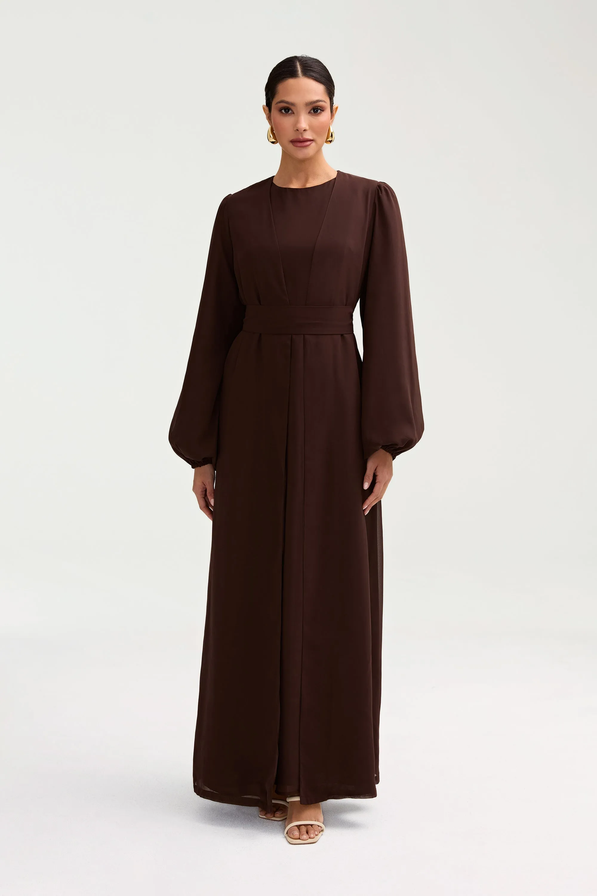 Najma Chiffon Dress - Cocoa Brown