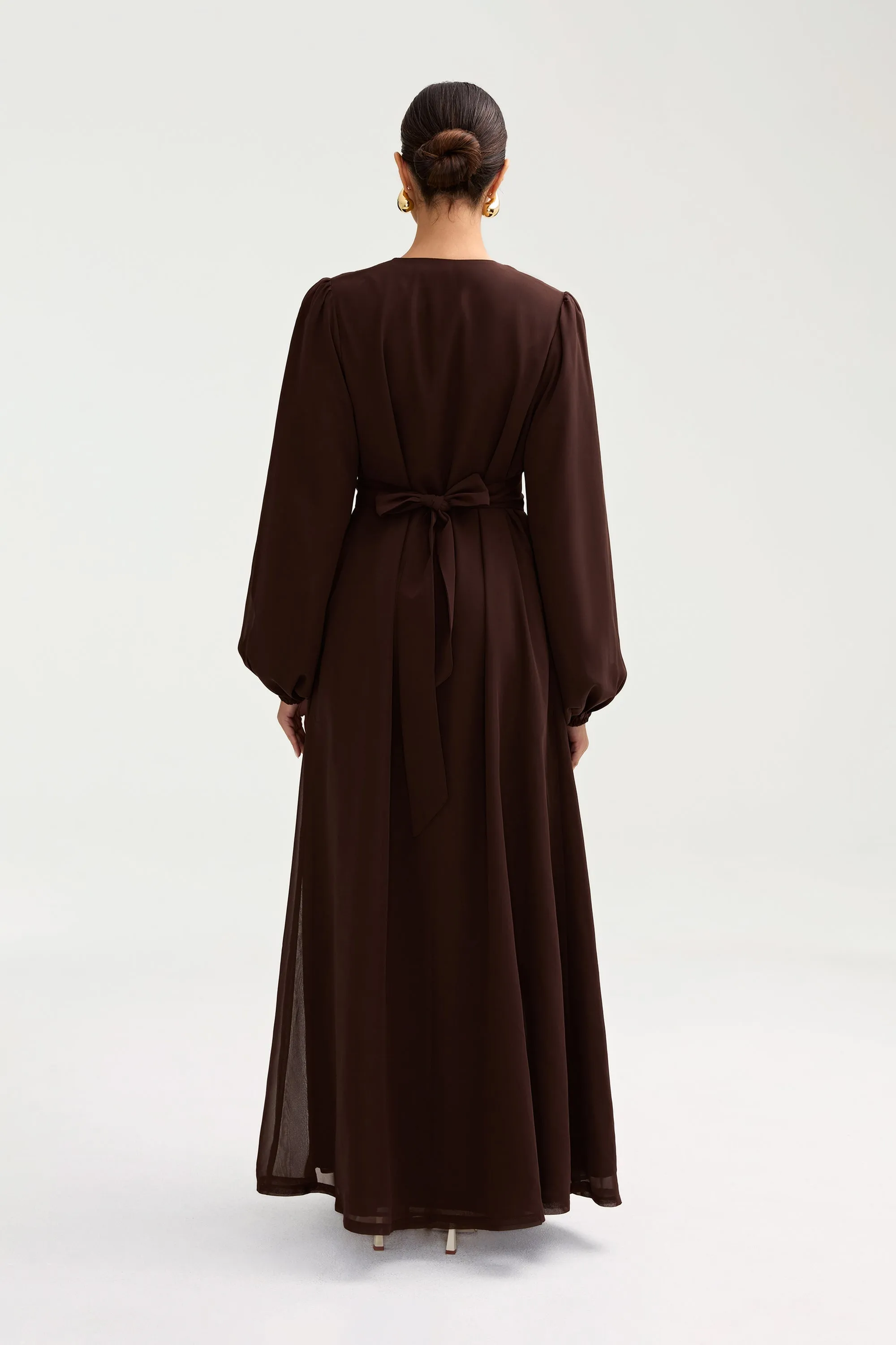 Najma Chiffon Dress - Cocoa Brown