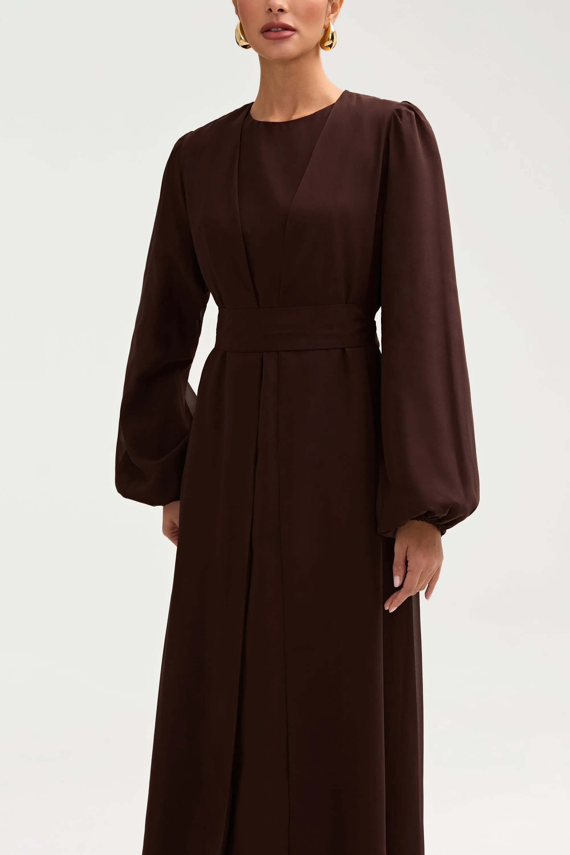 Najma Chiffon Dress - Cocoa Brown