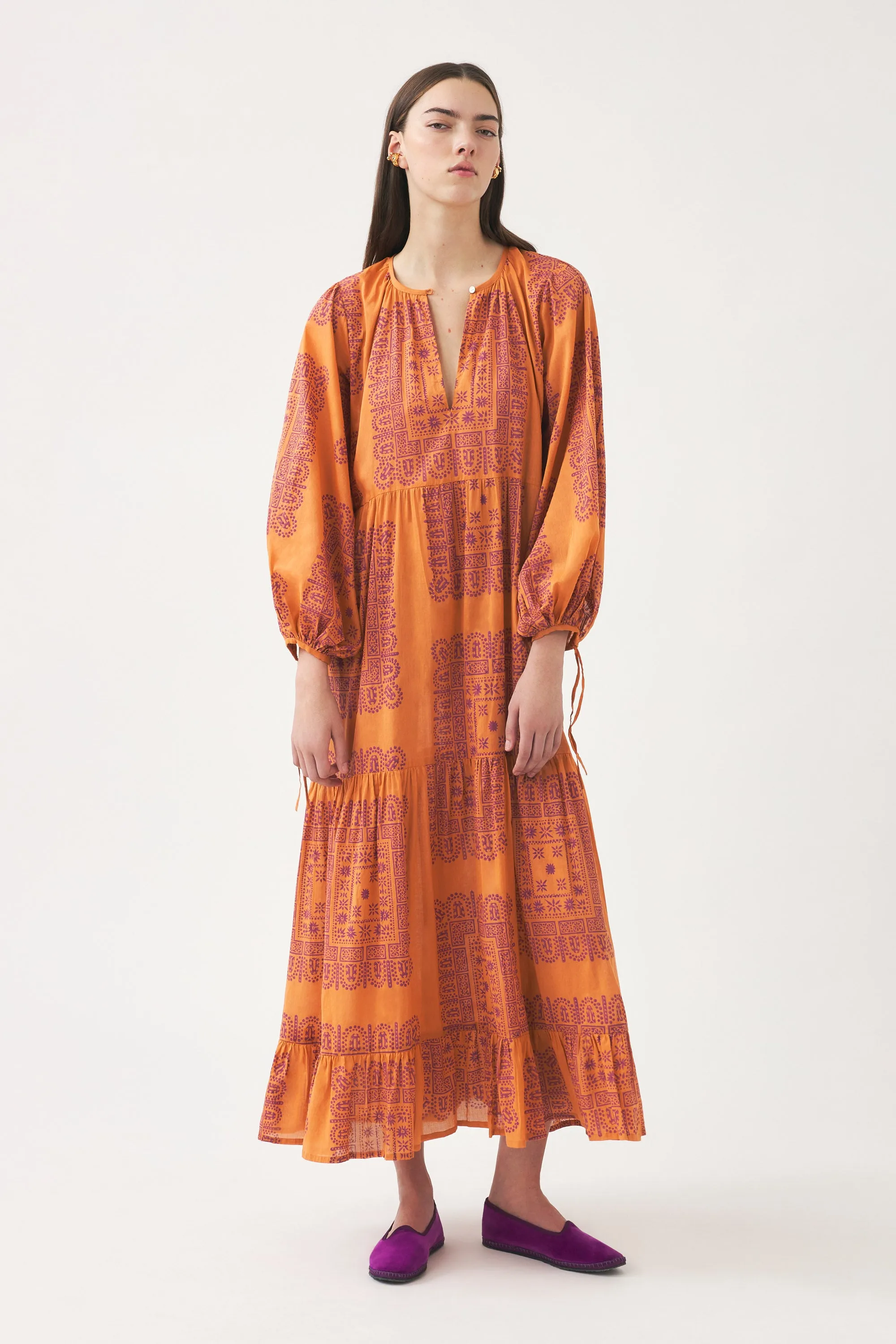 Nalii Cotton Voile Print Maxi Dress