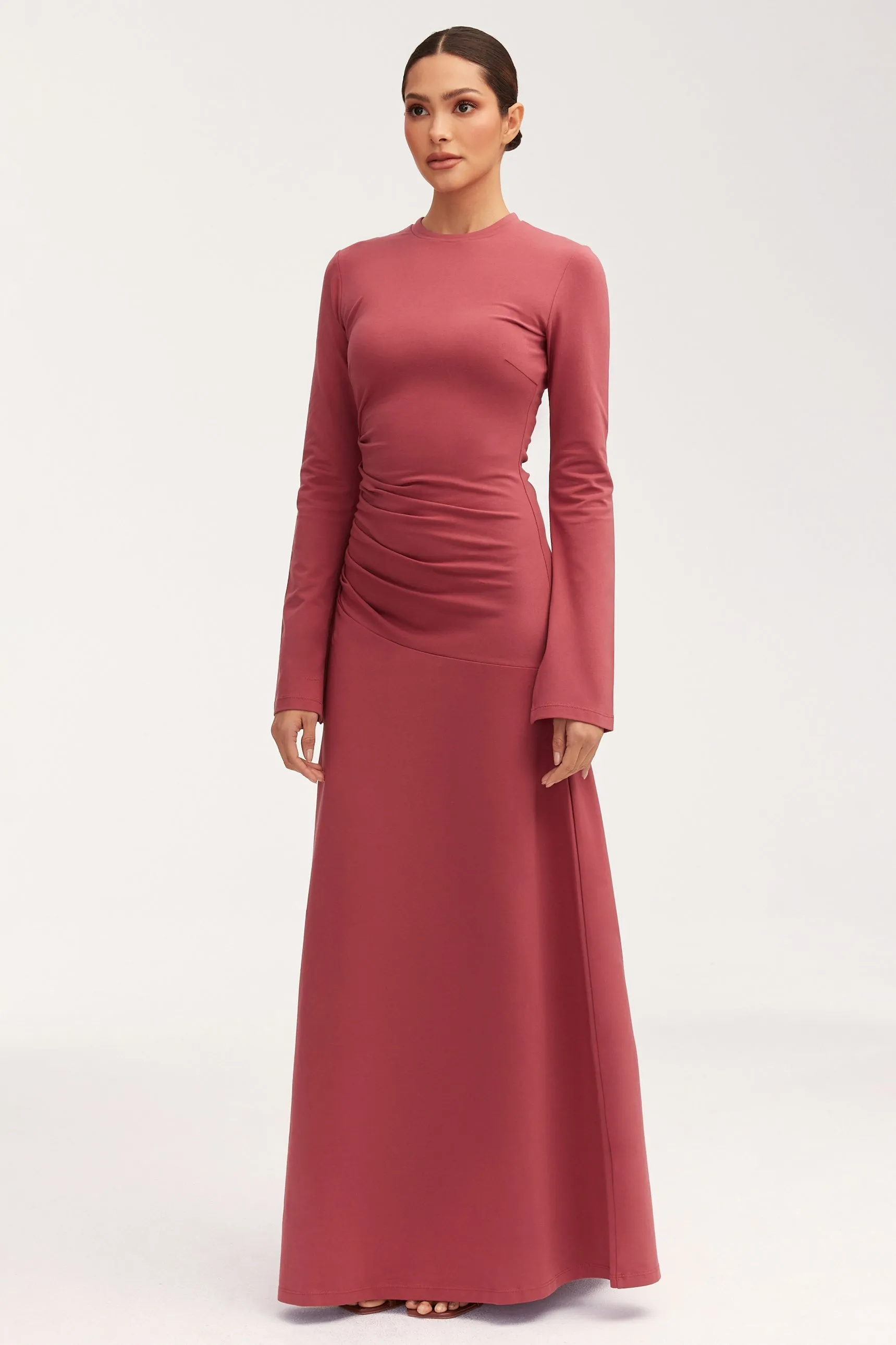 Natalie Rouched Jersey Maxi Dress - Dry Rose