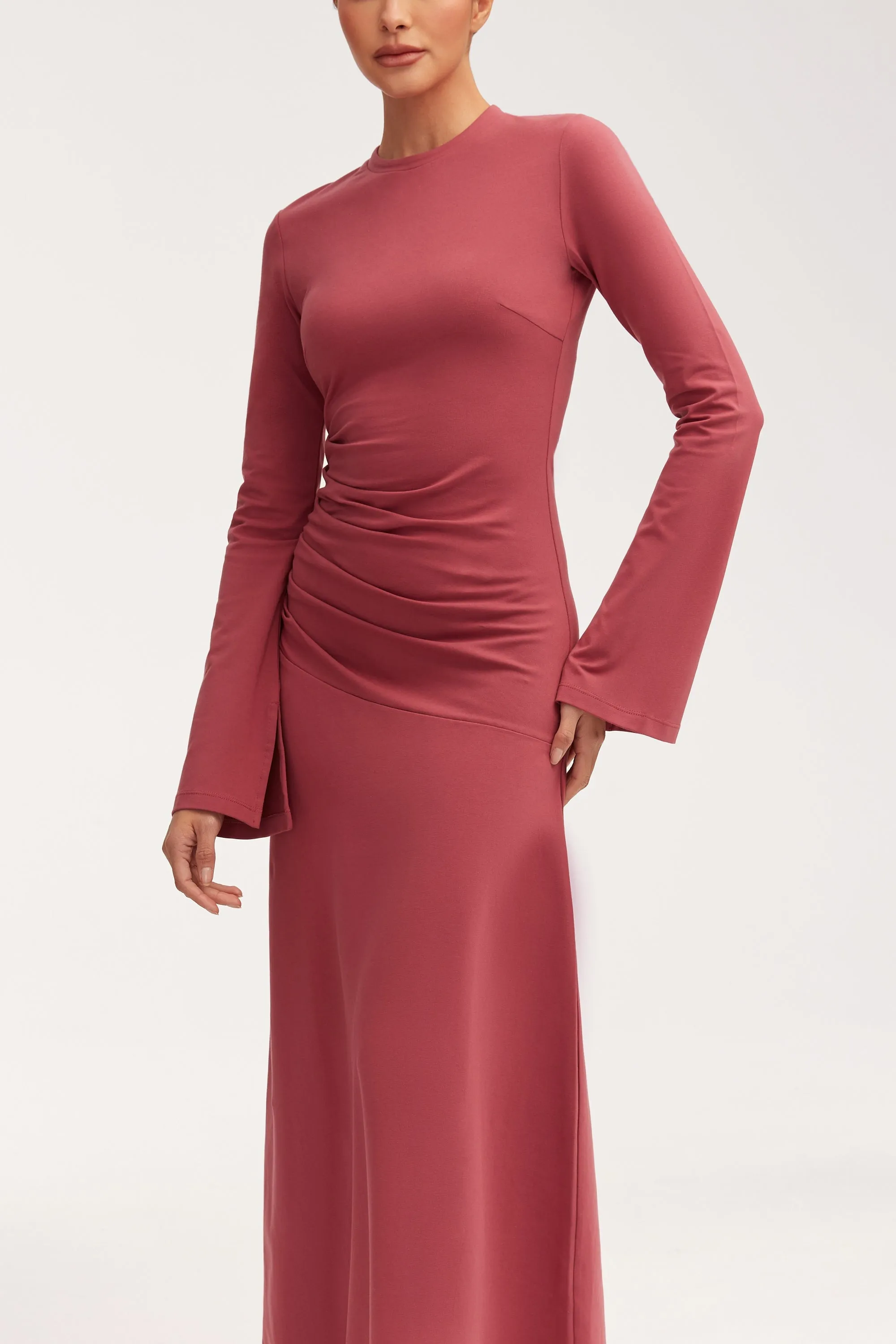 Natalie Rouched Jersey Maxi Dress - Dry Rose