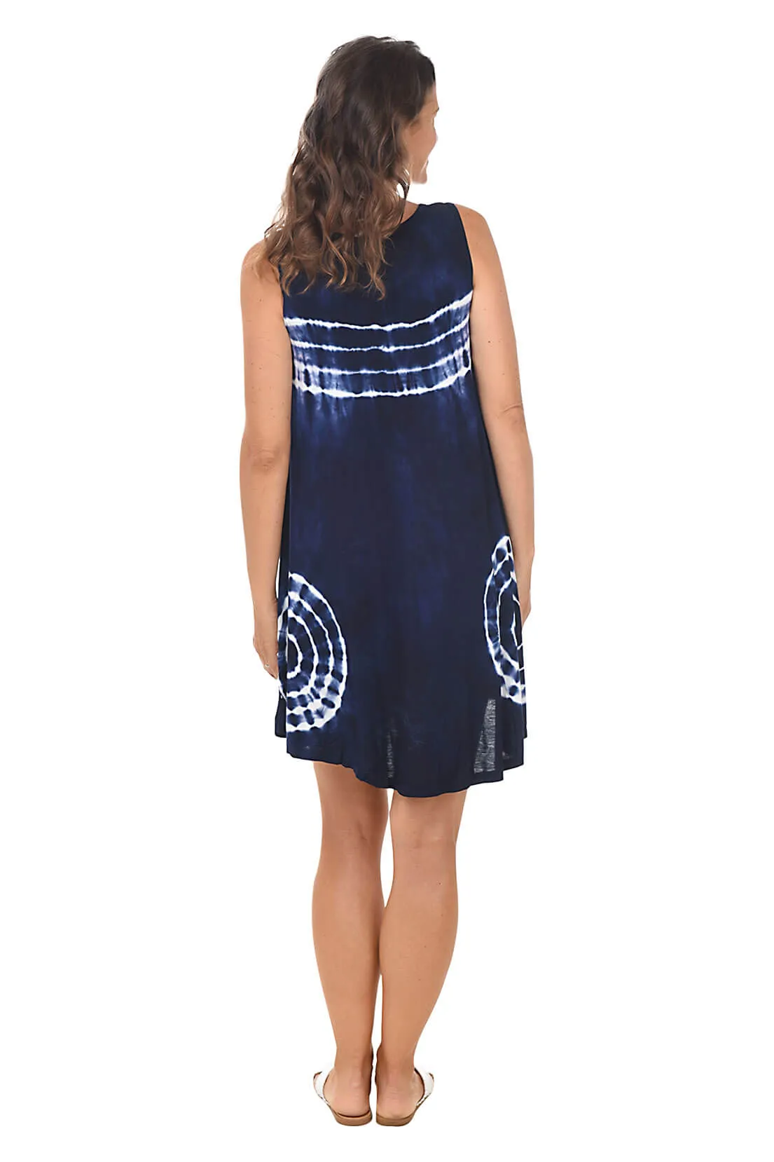 Navy Bullseye Tie-Dye Sleeveless Dress