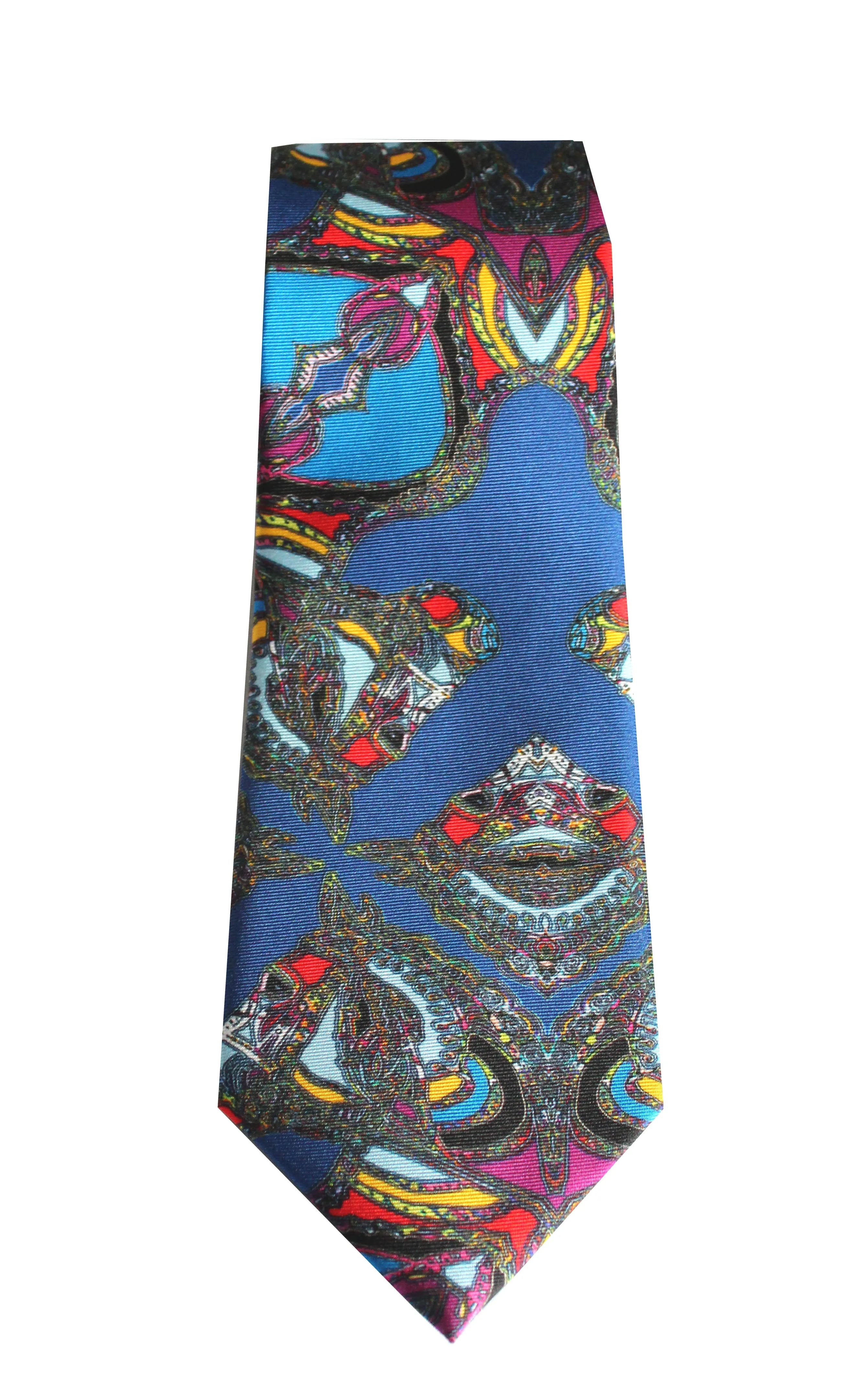 Navy/Blue Horse Corsage Design, 100% Silk Twill Tie