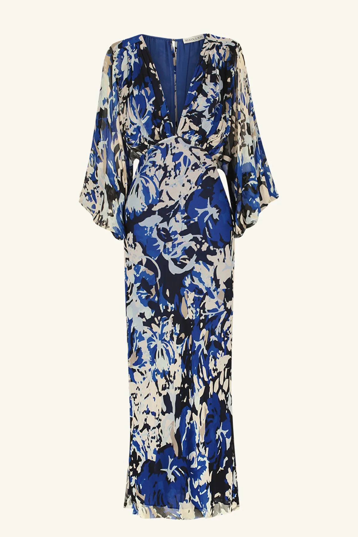 OLEA PLUNGE BALLOON SLEEVE MAXI DRESS