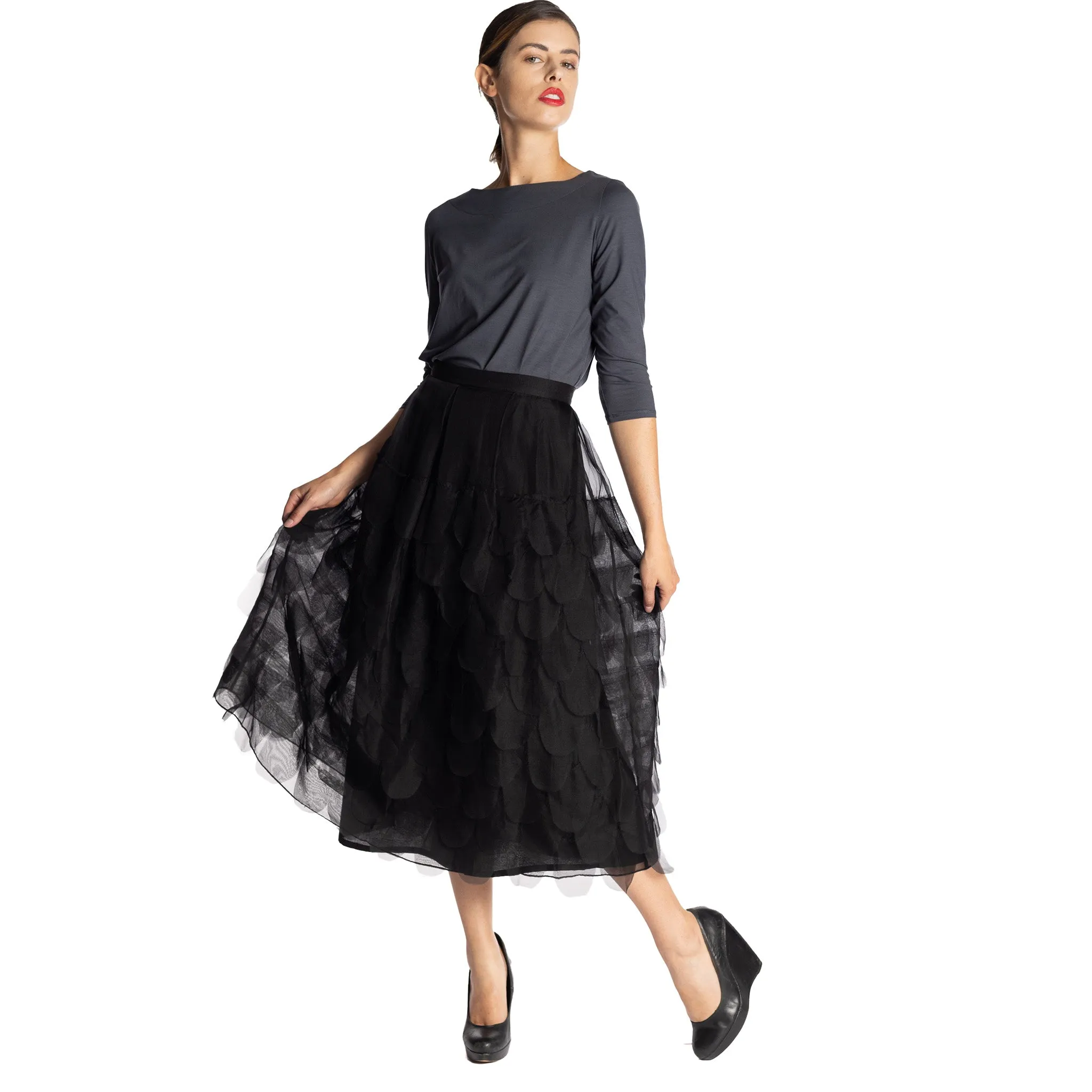 organza feathered ellen skirt