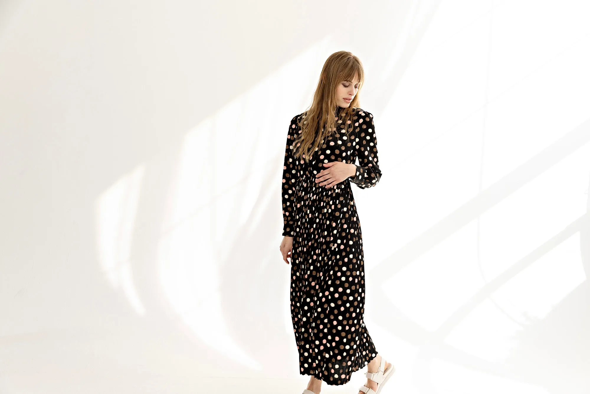 Perfect Pleated Dress IN: Polka Dot