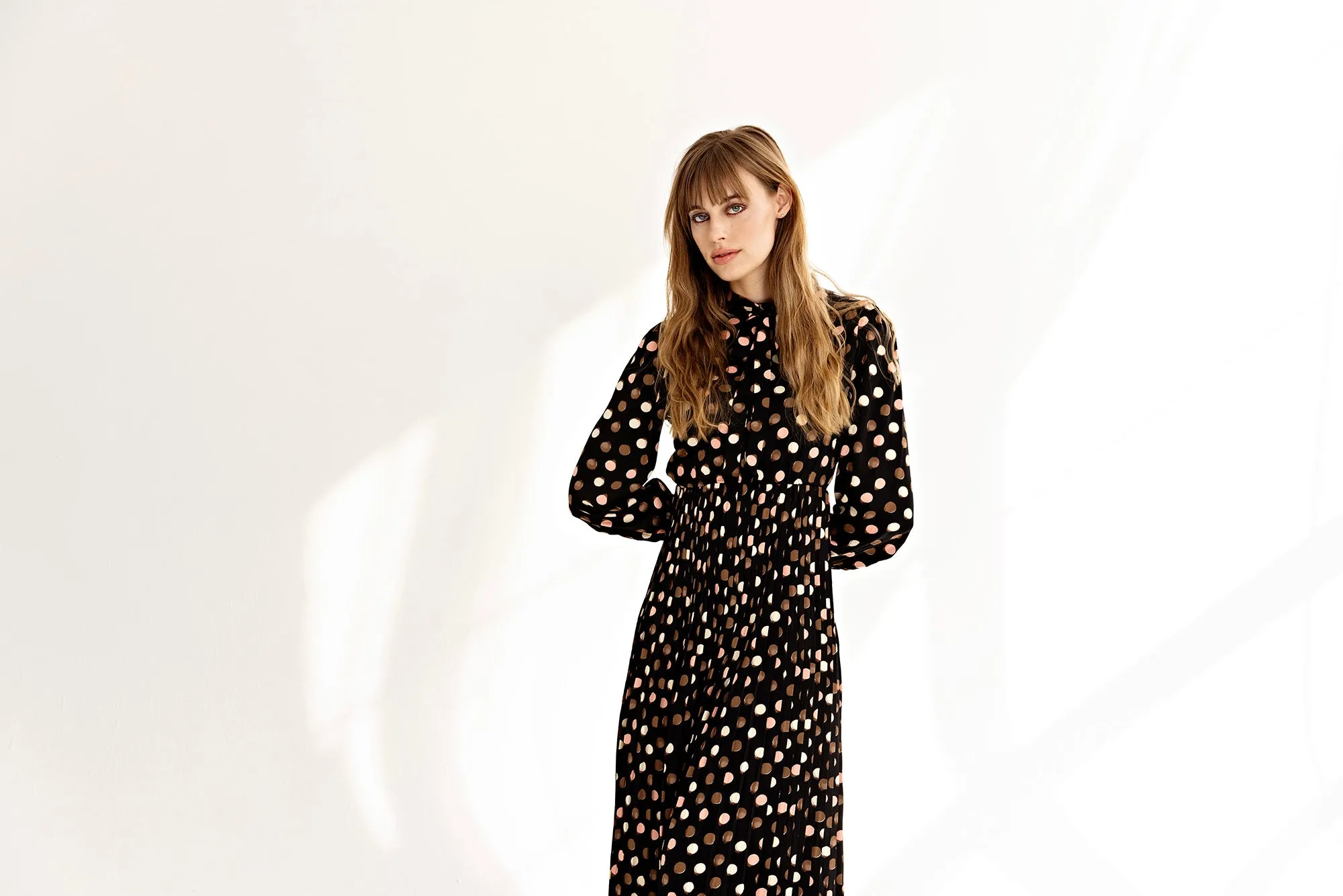 Perfect Pleated Dress IN: Polka Dot