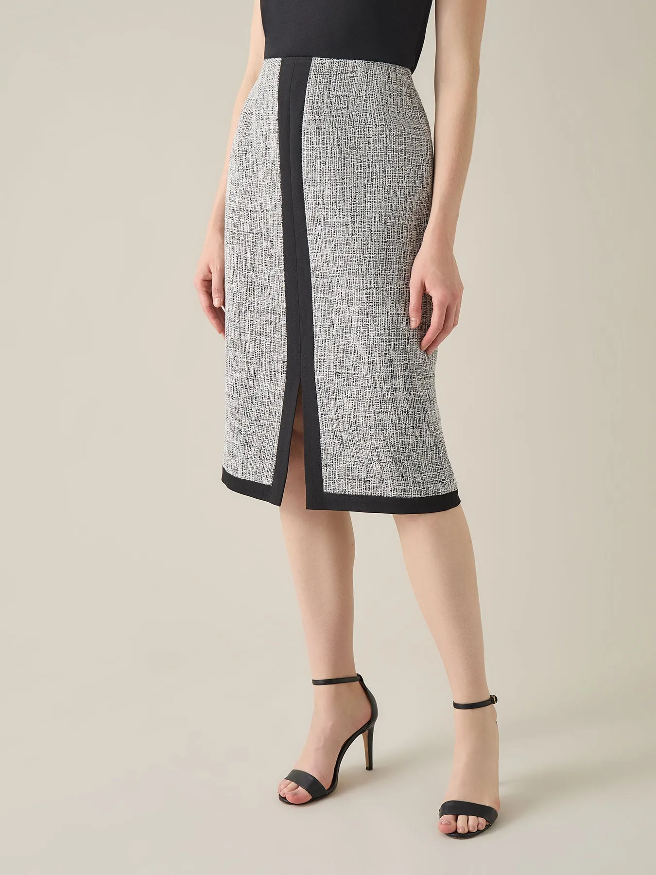 Petite Colorblock Skimmer Skirt, Tweed