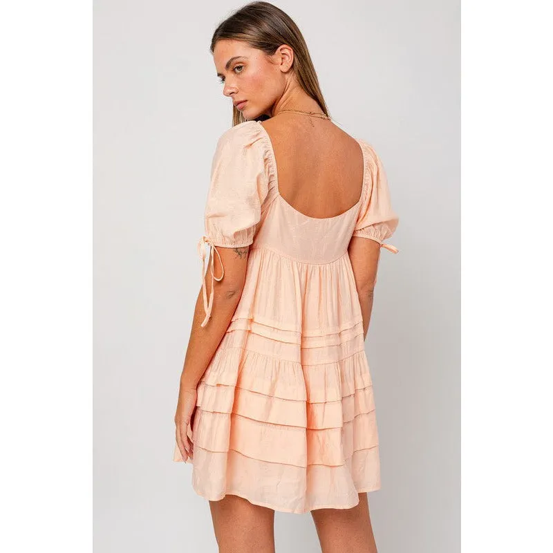 Pleated Detail Mini Dress