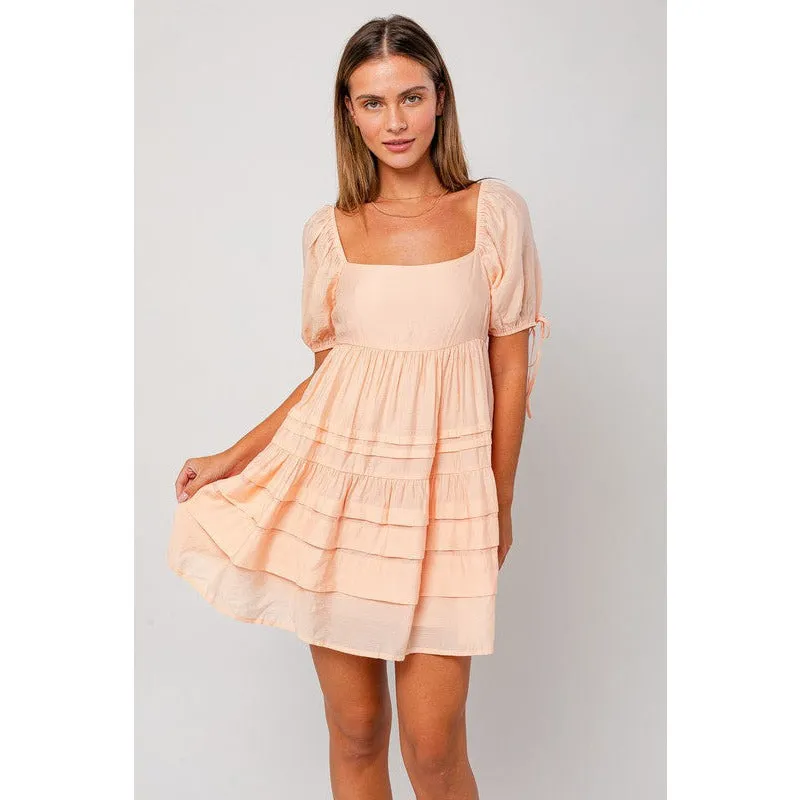 Pleated Detail Mini Dress