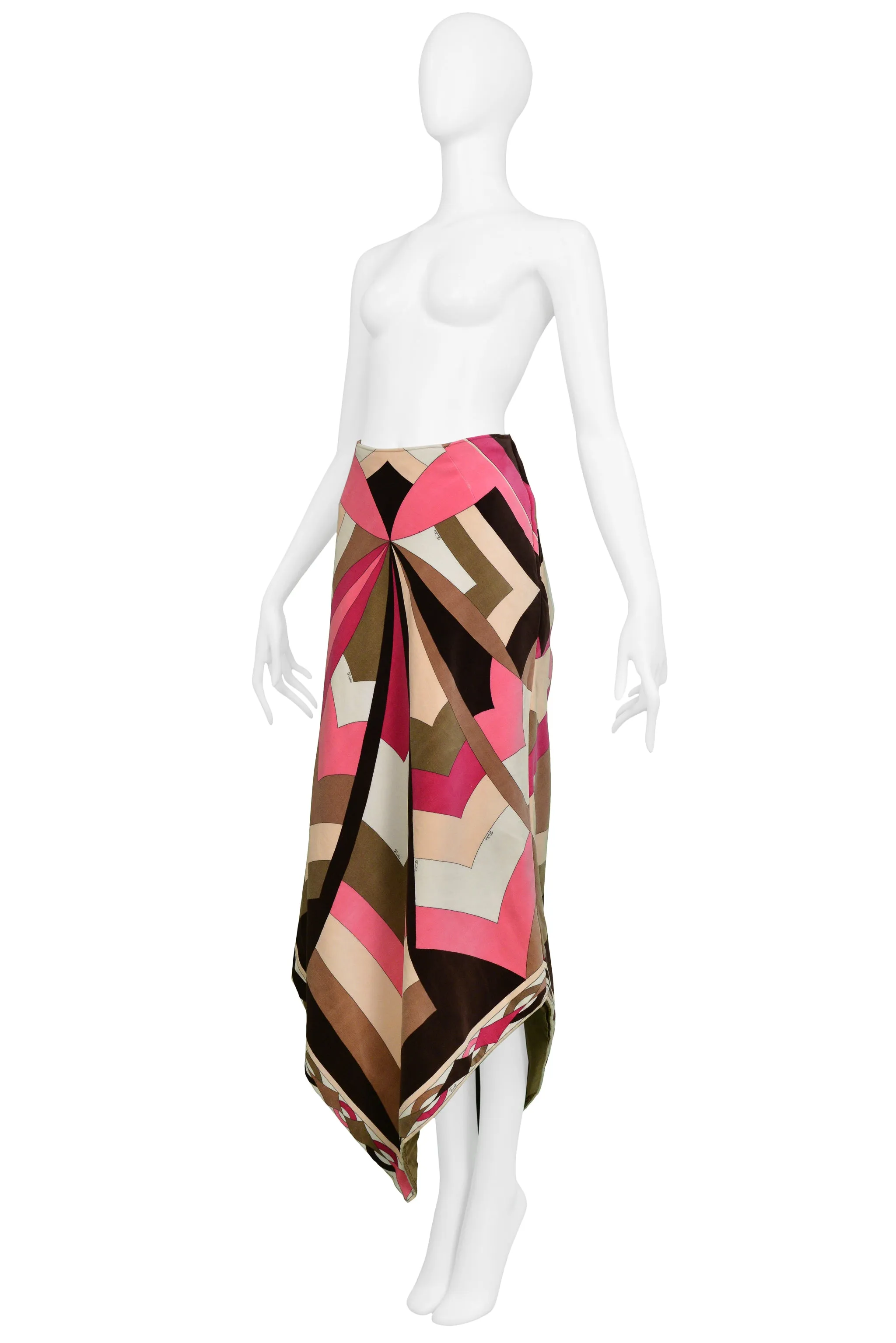 PUCCI PINK & BROWN VELVET HOSTESS SKIRT