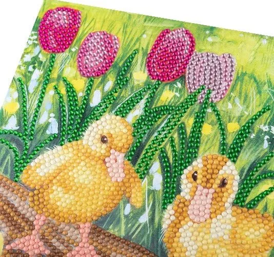 "Spring Chicks" 18x18cm Crystal Art Card