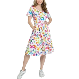 Rainbow Ginkgo Leaves Twirl Dress