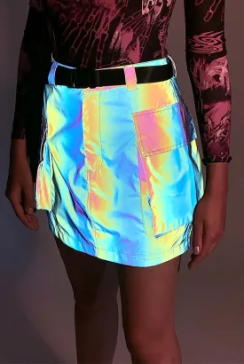 Rainbow Reflective Skirt With Webbing Belt