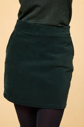 Sapphire Stretch Corduroy Mini Skirt | Bottle Green