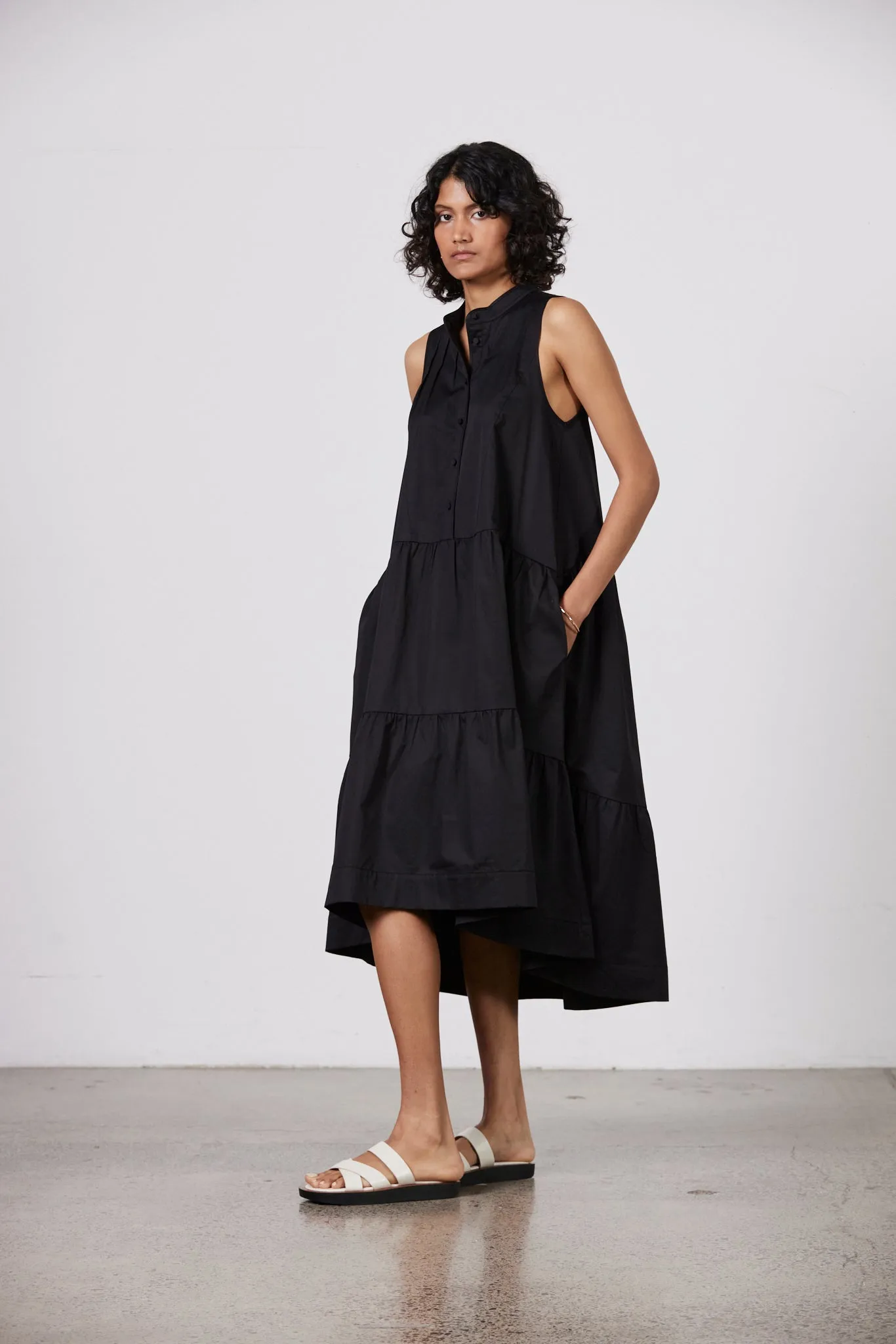 Sasha Cotton Poplin Dress - Black