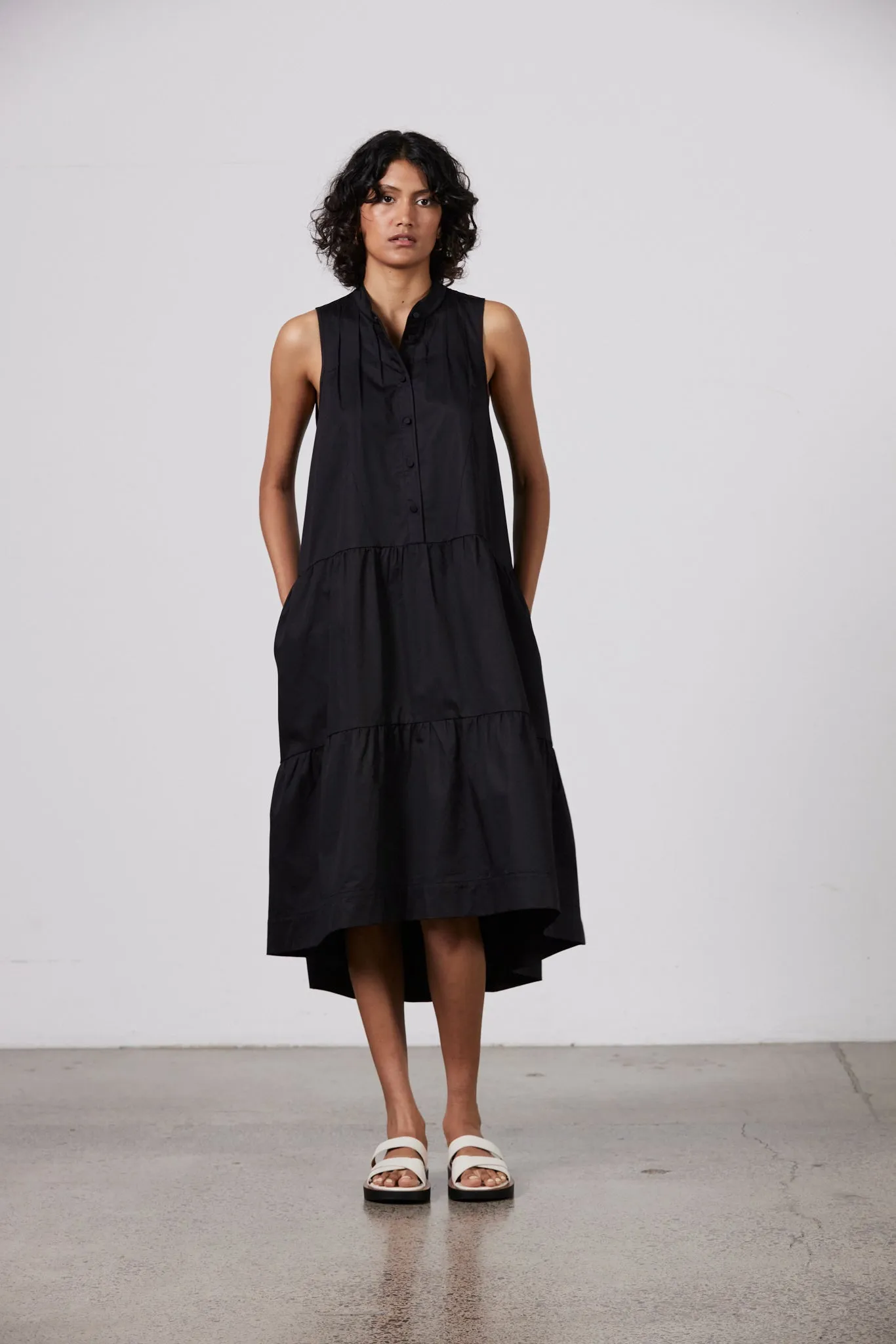 Sasha Cotton Poplin Dress - Black