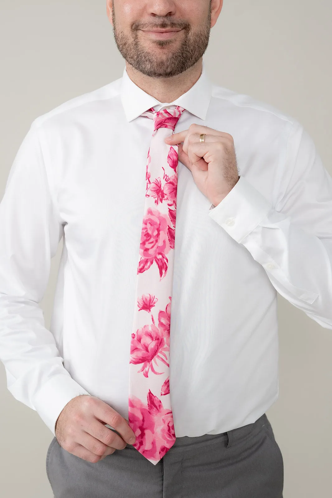 Satin Floral Print Tie | Made To Order