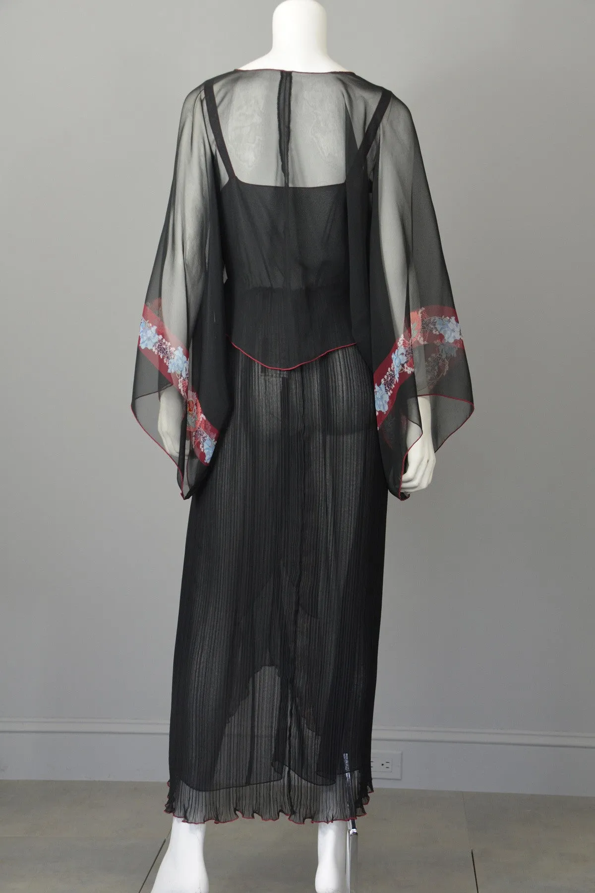 Sheer Black Accordion Pleats Dress Capelet