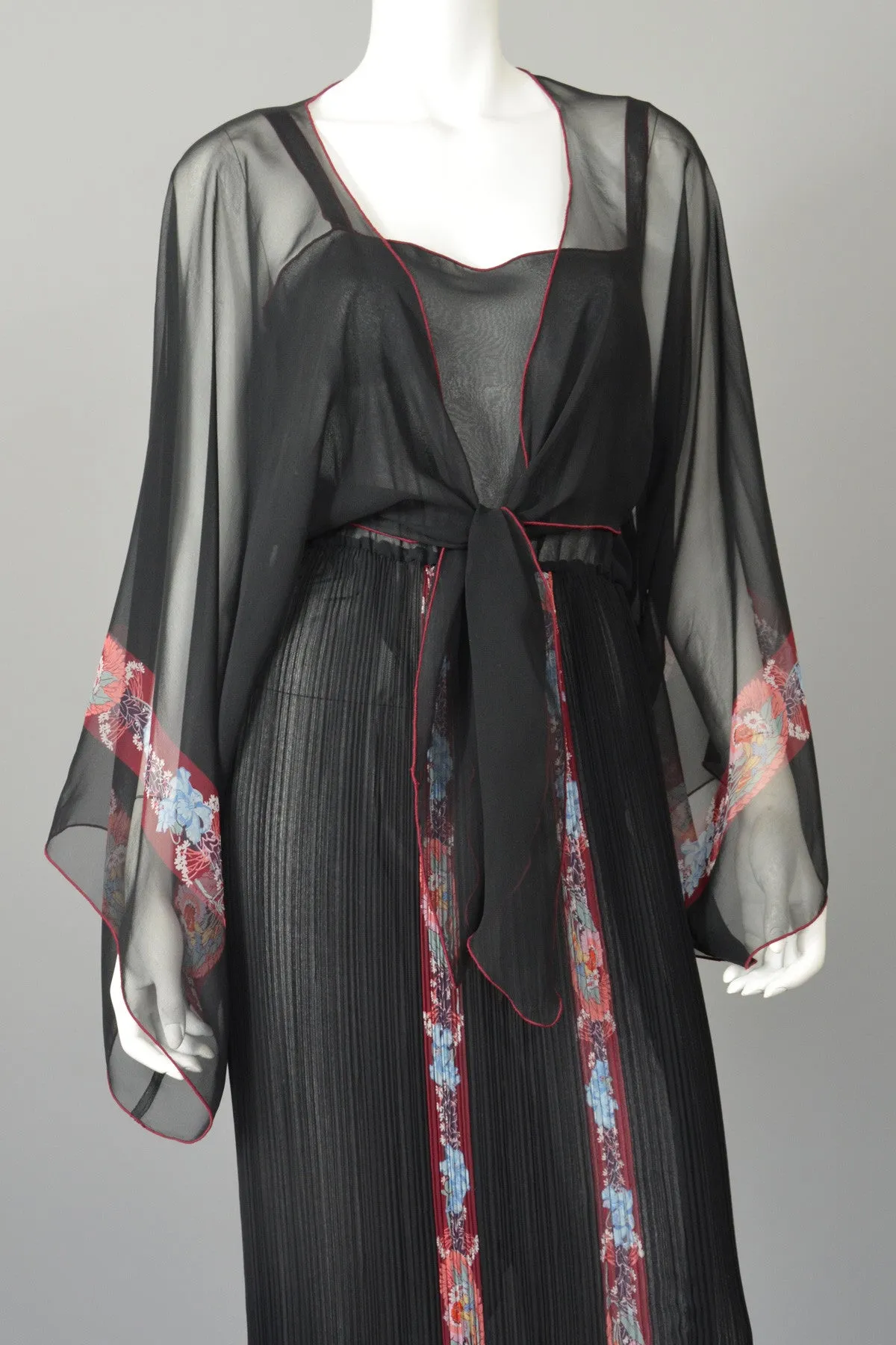 Sheer Black Accordion Pleats Dress Capelet