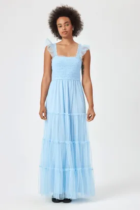 Sky Blue Smock Top Chiffon Maxi Dress