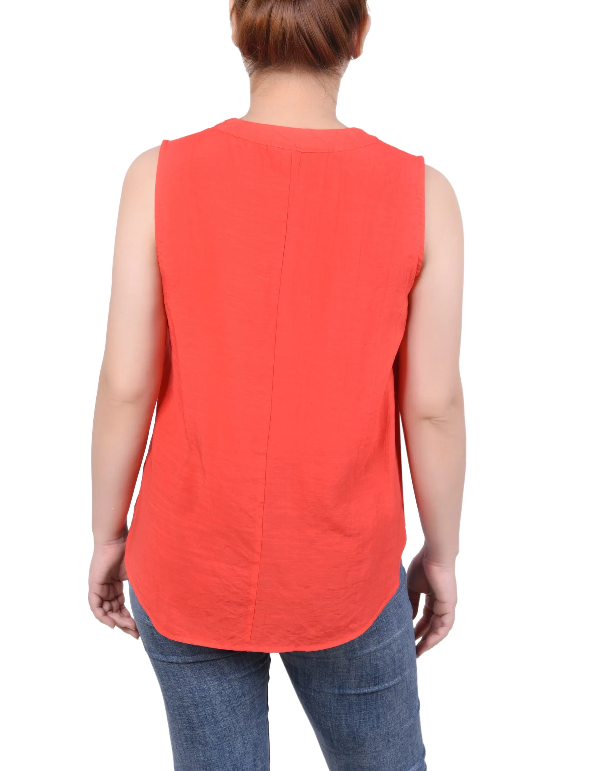 Sleeveless Blouse With Eyelet Insets