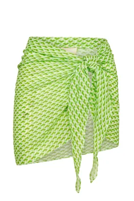 South Beach Sarong - Cypress Geo Crinkle Linen